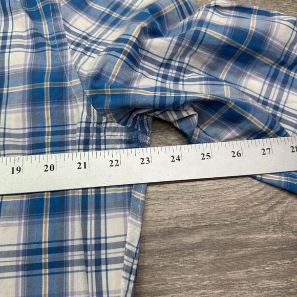 Banana Republic Soft Wash Dress Shirt Men's Large Blue Plaid Button Up Preppy - Picture 9 of 13